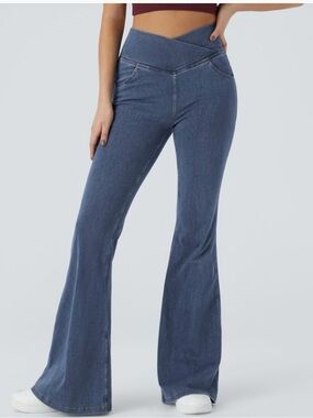 HALARA Crossover High-Rise Flare Jeans